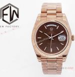 Rolex Day-Date Chocolate Plaid Rose Gold Copy Watch Swiss 2836 40mm